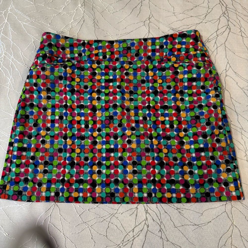 Attyre Skort Black Pink Red Colorful Dot Pattern Pockets Tennis Golf SZ 12